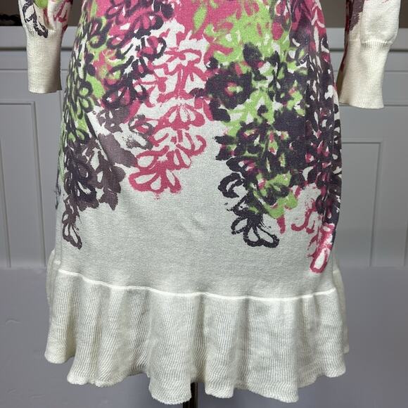 Anthropologie Tabitha Ruffle Floral Button Front Cardigan Pockets Cotton Size M - Picture 13 of 14